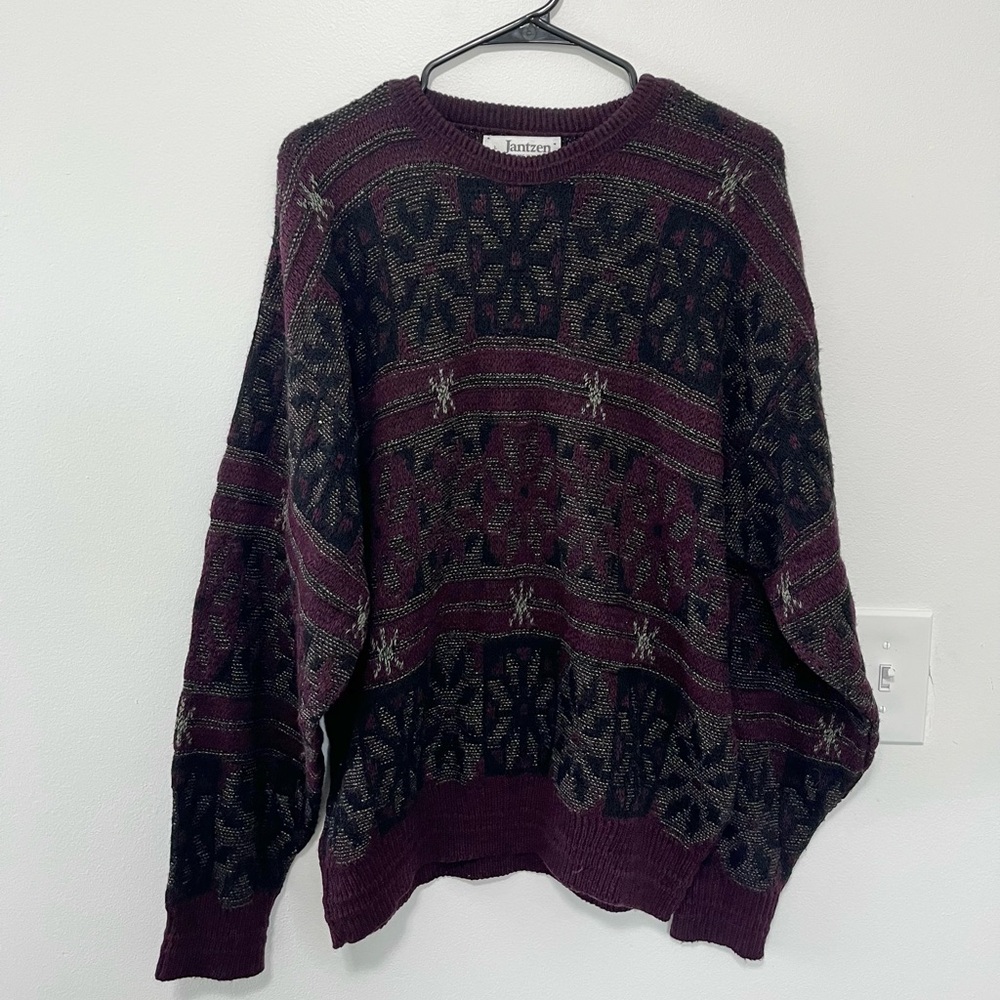 Jantzen 1990s Vintage Fair Isle Wool Sweater- Men’s Large